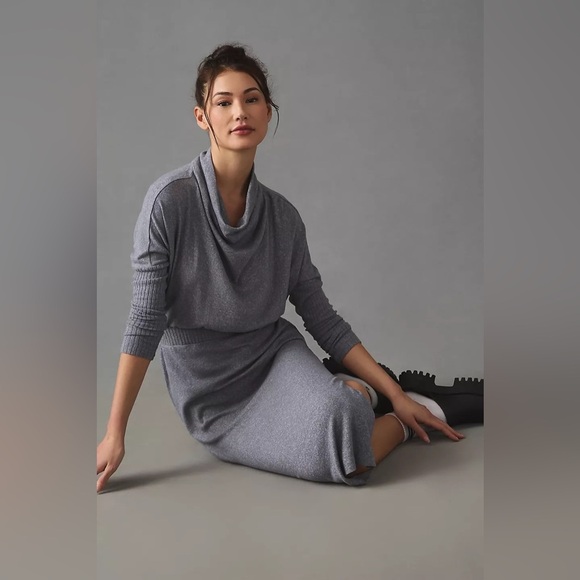 Anthropologie Dress Women's XL Grey The Arabella Drapey‎ Dress Daily Practice - Picture 3 of 13